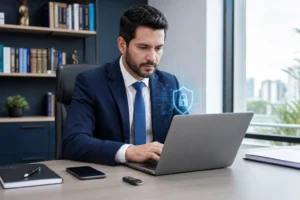 Certificado digital no PJe sendo utilizado por advogado no escritório jurídico
