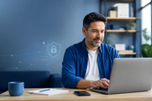 certificado digital para autônomos em autônomo brasileiro em espaço de trabalho moderno com notebook
