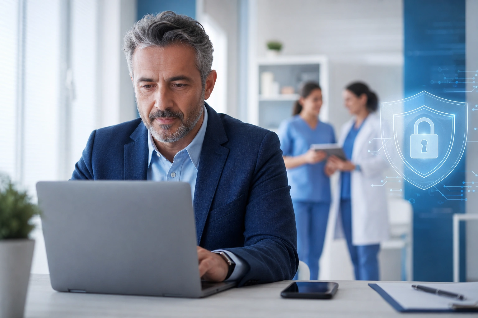 certificado digital para clínicas e consultórios em gestora de clínica brasileira analisando e-CPF e e-CNPJ em notebook