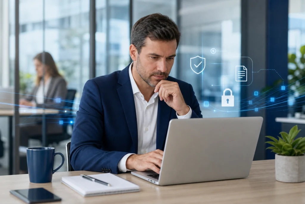 certificado digital para empresa em notebook corporativo