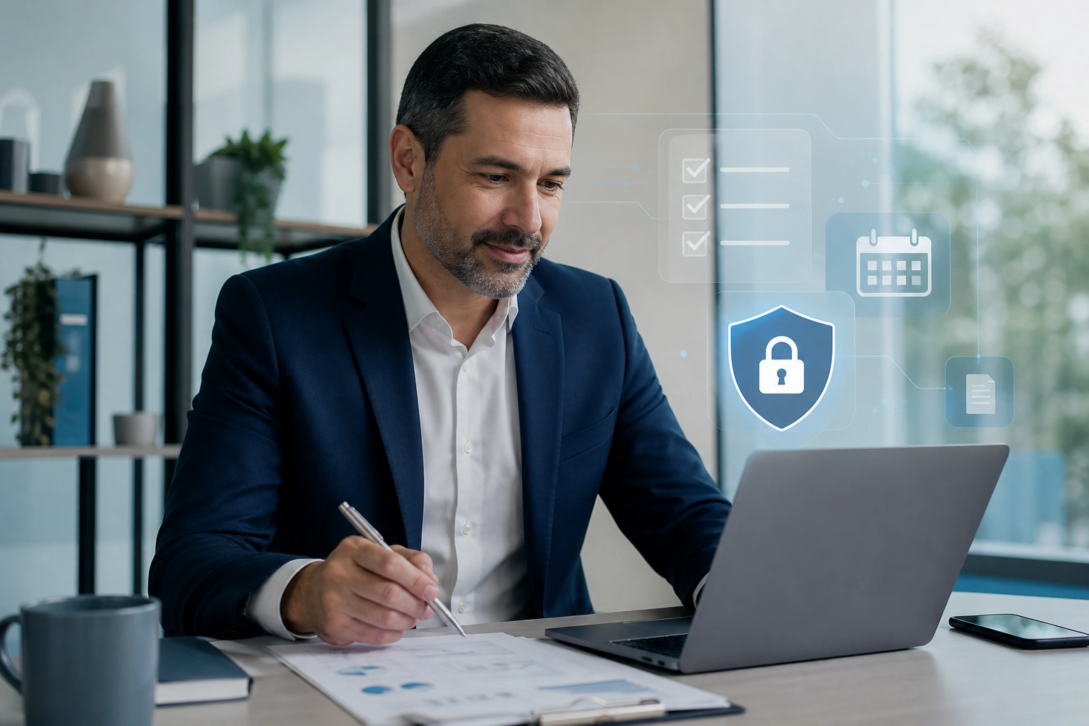 certificado digital para obrigações fiscais em planejamento empresarial no notebook
